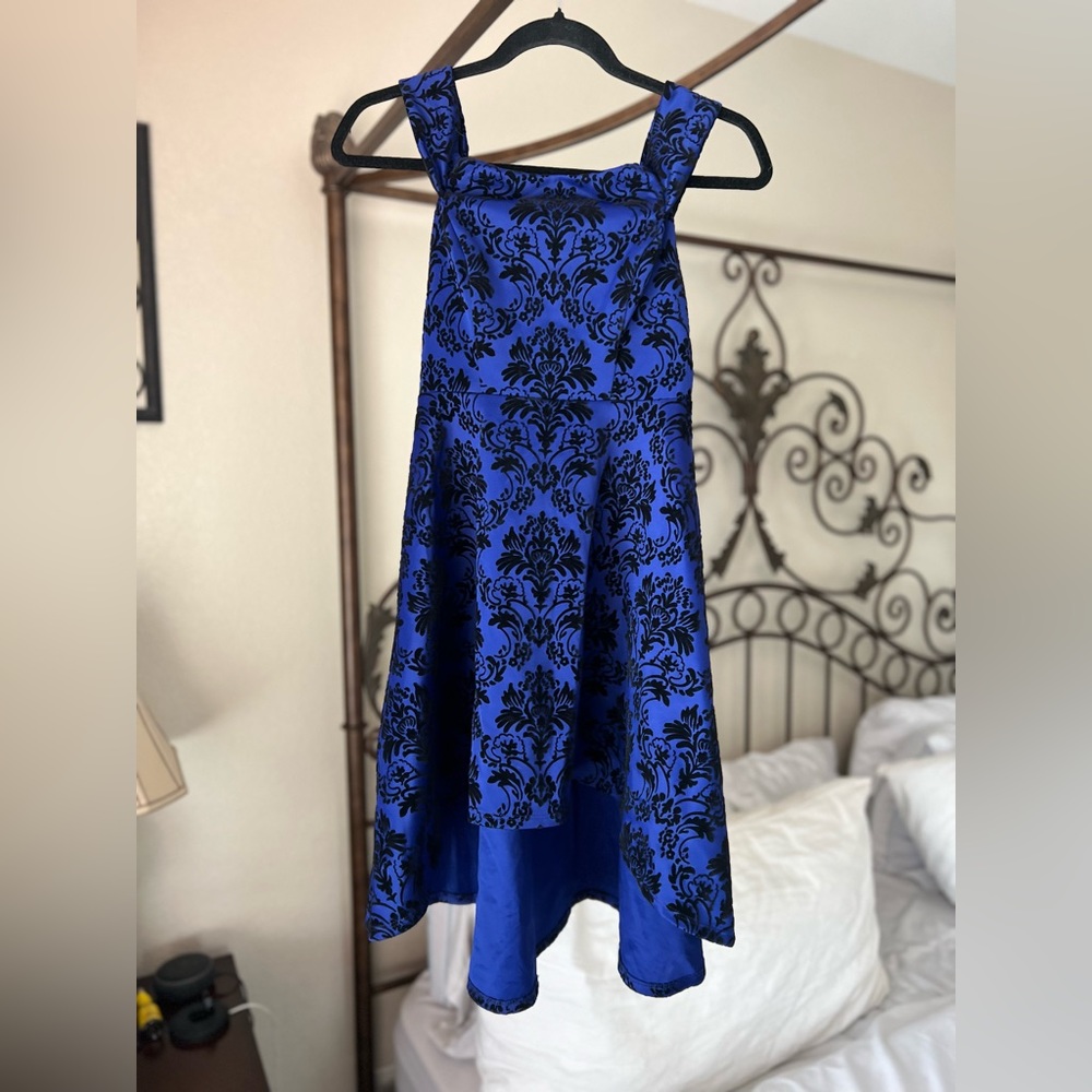 Teeze Me Juniors' Flocked Velvet Off Shoulder Dress